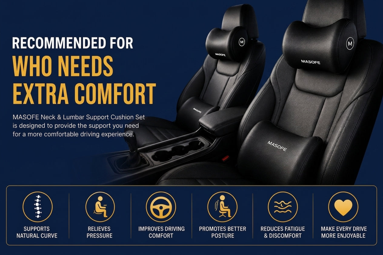 MASOFE Car Neck & Lumbar Support Cushion Set