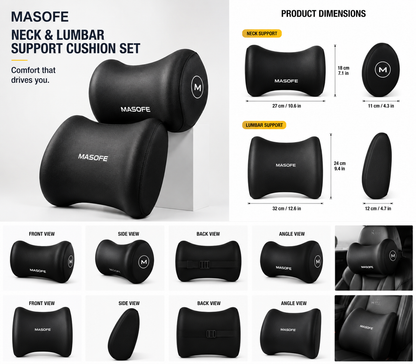 MASOFE Car Neck & Lumbar Support Cushion Set