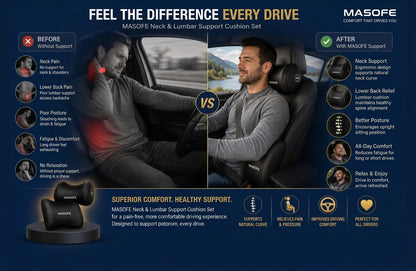 MASOFE Car Neck & Lumbar Support Cushion Set