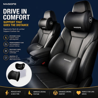 MASOFE Car Neck & Lumbar Support Cushion Set
